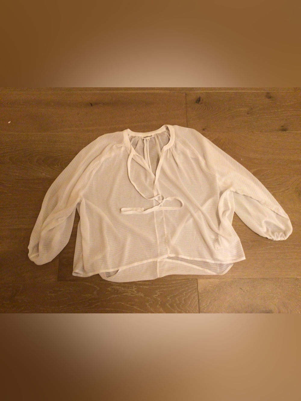 Prologue White Tie-Front Semi-Sheer Blouse